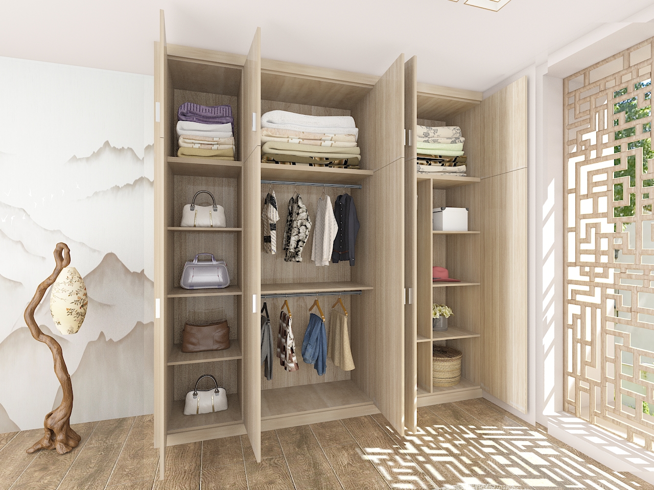 平开门标准衣柜(五门)-x2s2-001