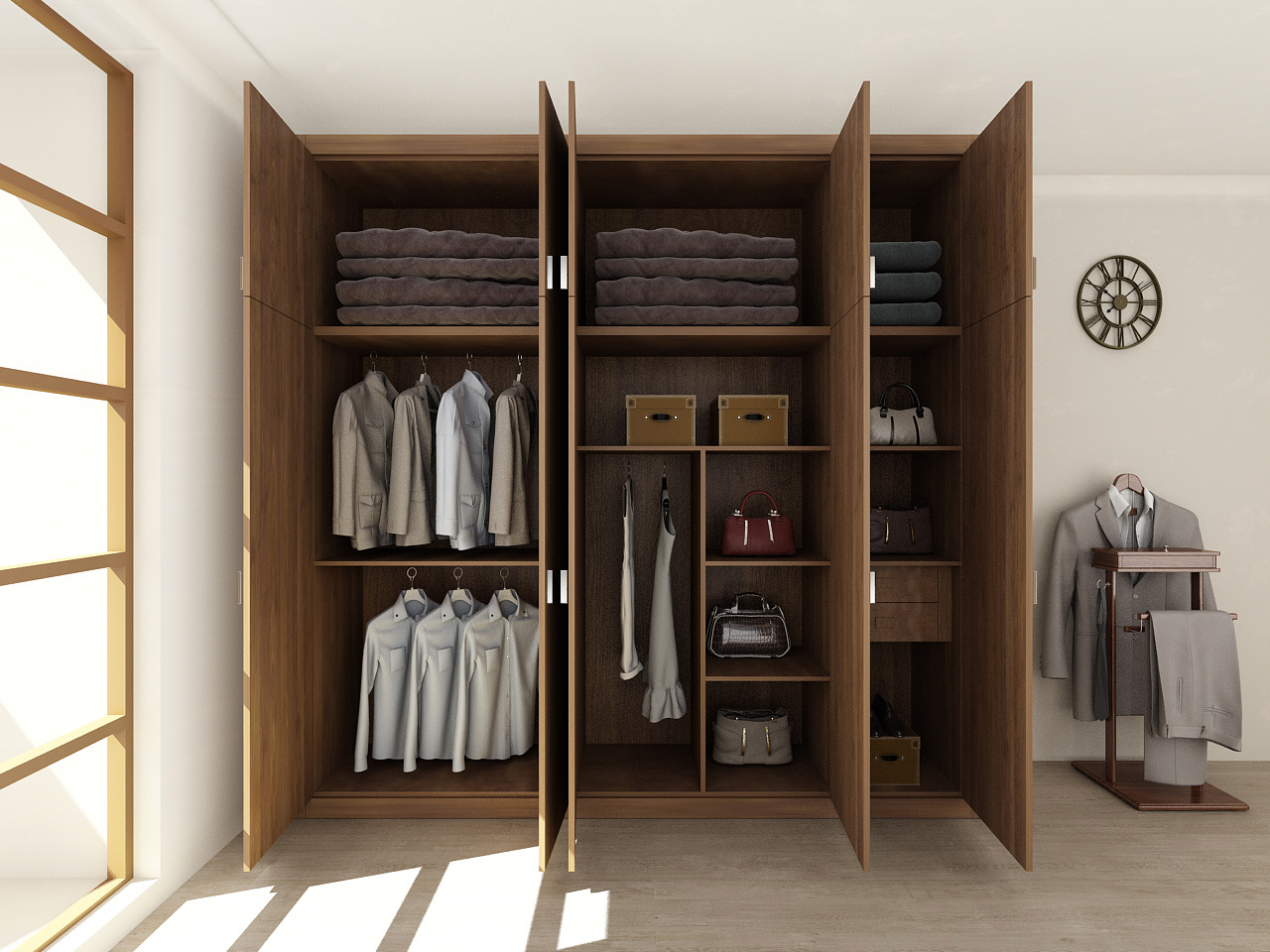 平开门标准衣柜(五门)-x2s2-012