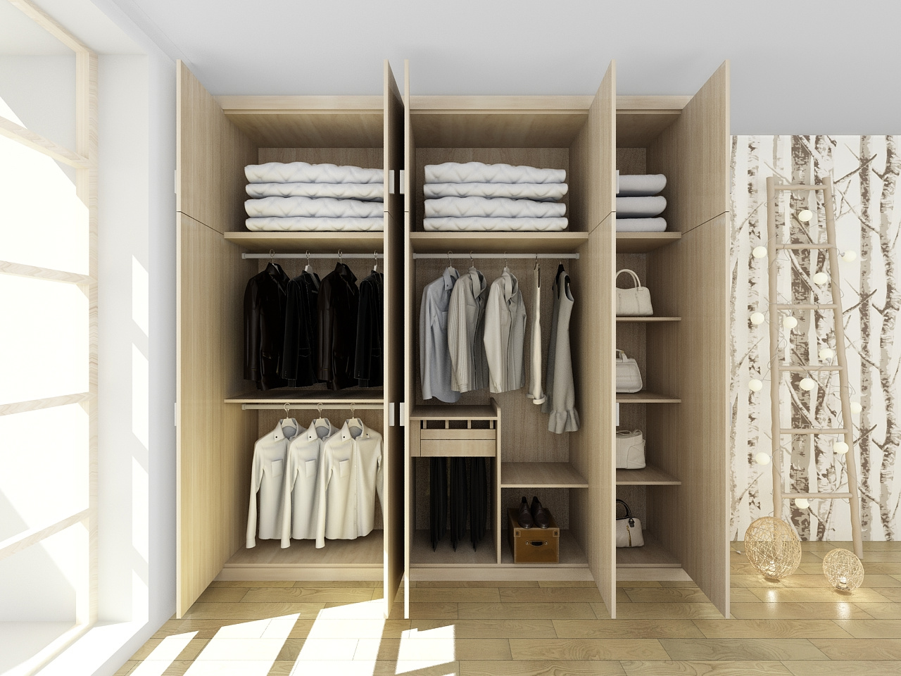 平开门标准衣柜(五门)-x2s2-008